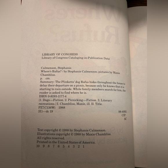 (10/$25) 1988 Where's Rufus? Children's Book - Picture 8 of 16